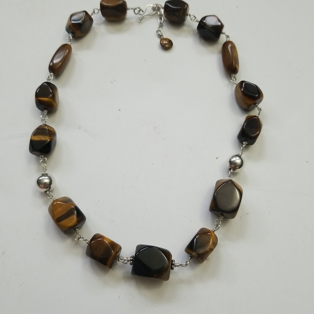 Tiger eyes Handcrafted Sterling Silver Necklace
